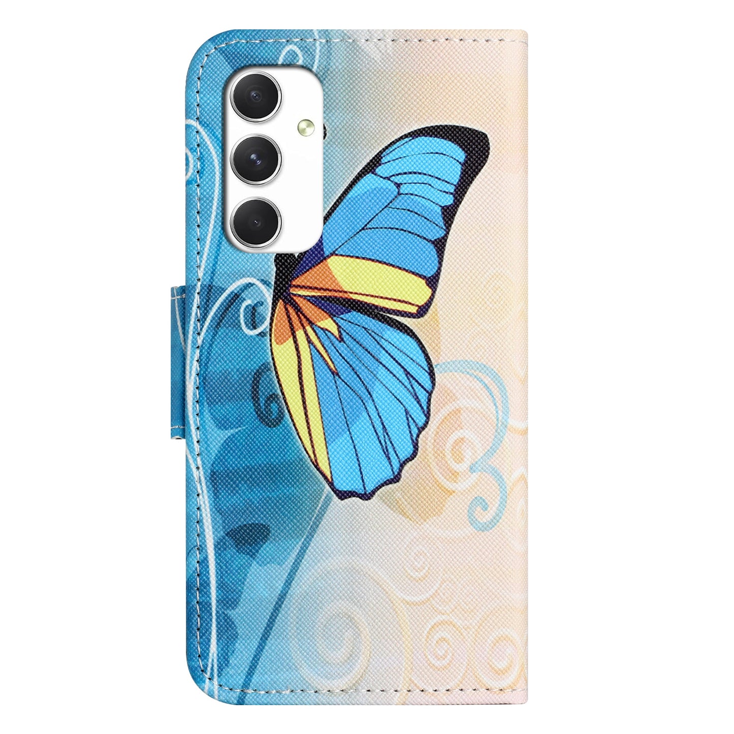 For Samsung Galaxy A16 5G / A16 4G Case Cross Texture Leather Phone Cover Pattern Printing - Butterfly