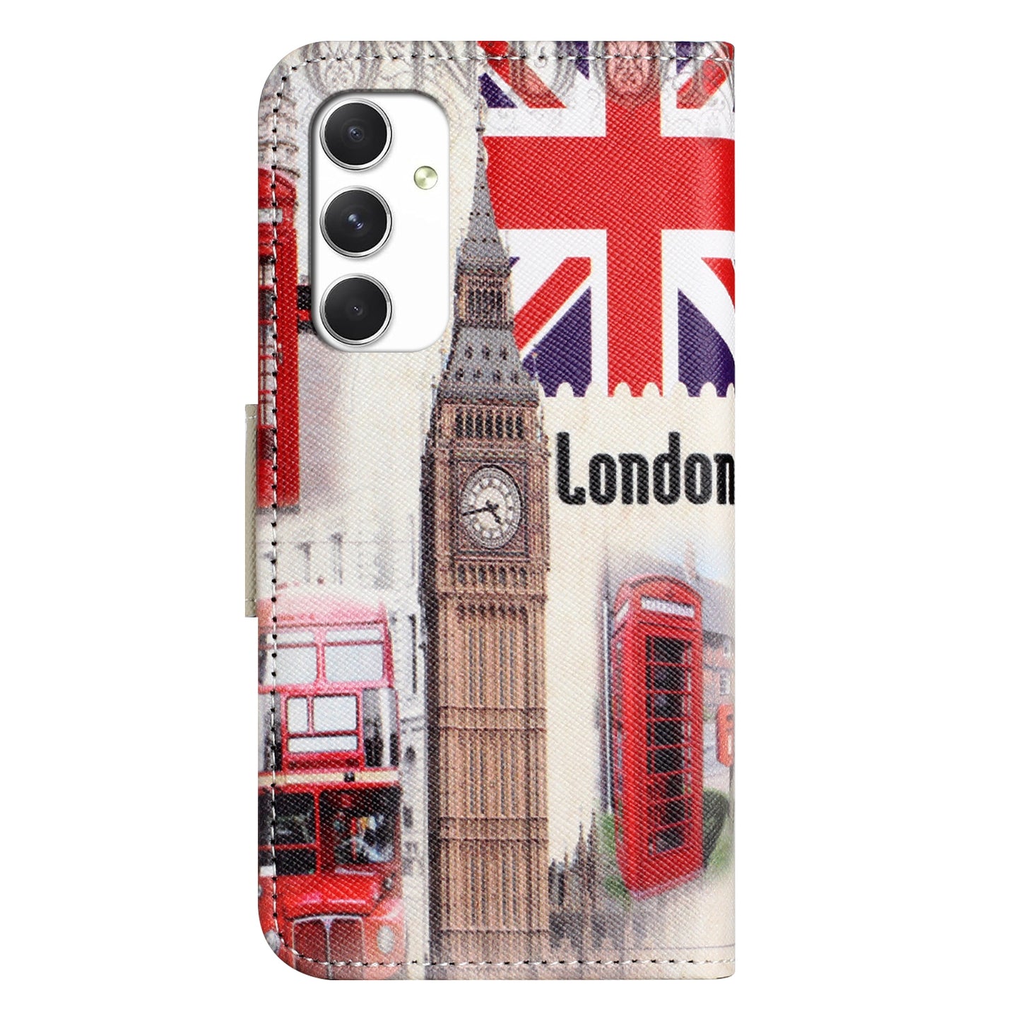 For Samsung Galaxy A16 5G / A16 4G Case Cross Texture Leather Phone Cover Pattern Printing - London Big Ben