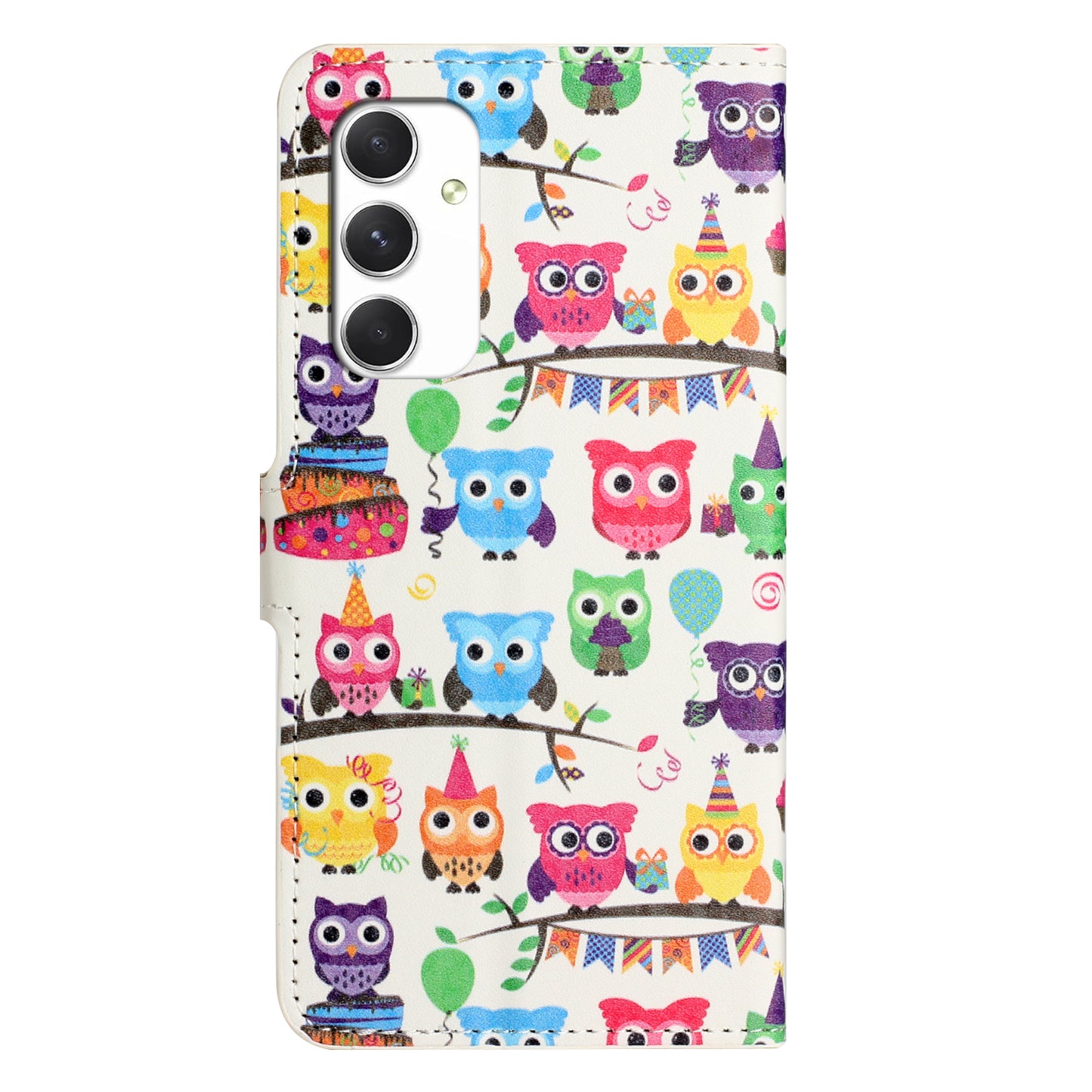 For Samsung Galaxy A16 5G / A16 4G Case Pattern Print PU Leather Wallet Phone Cover - Owls Sticker
