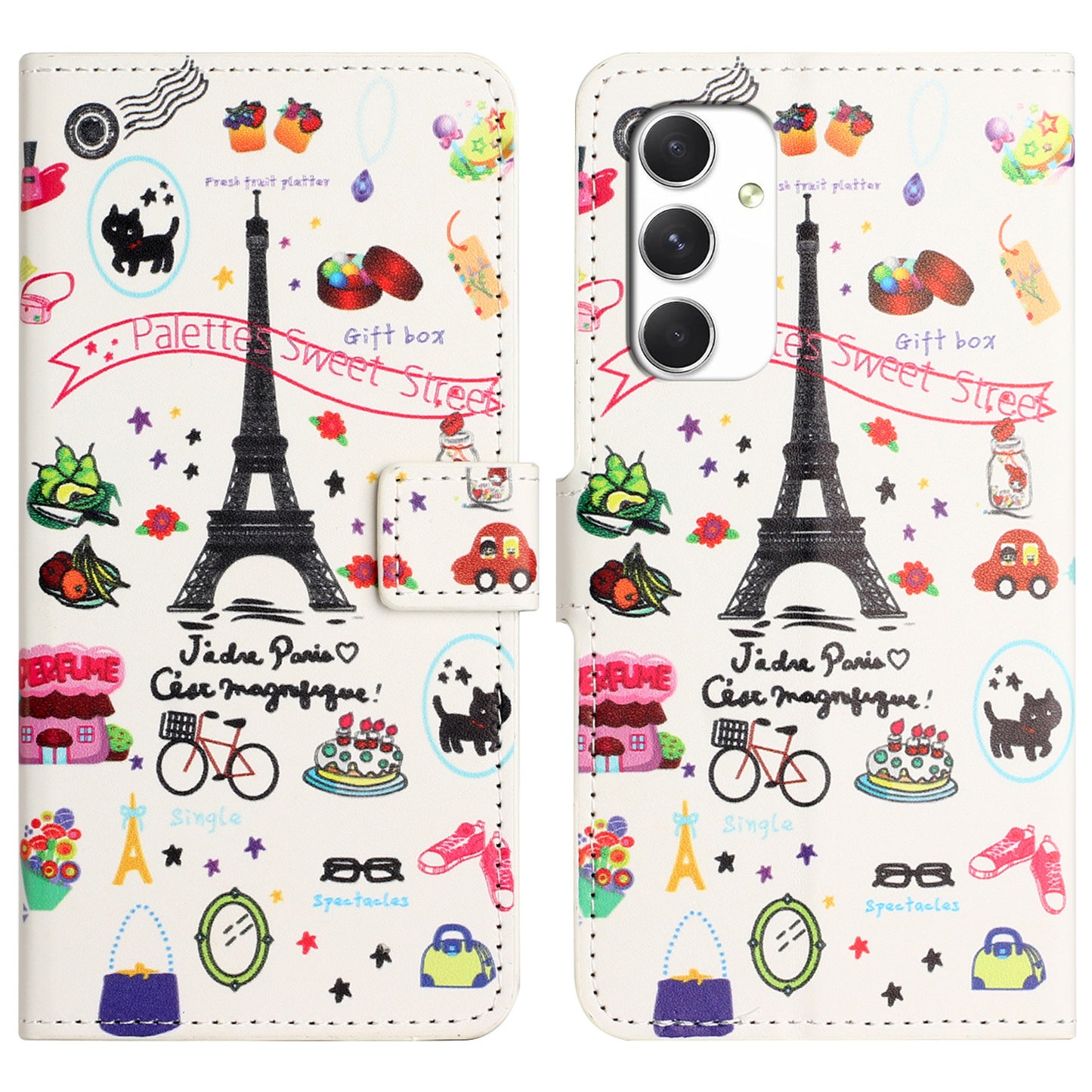 For Samsung Galaxy A16 5G / A16 4G Case Pattern Print PU Leather Wallet Phone Cover - Eiffel Tower
