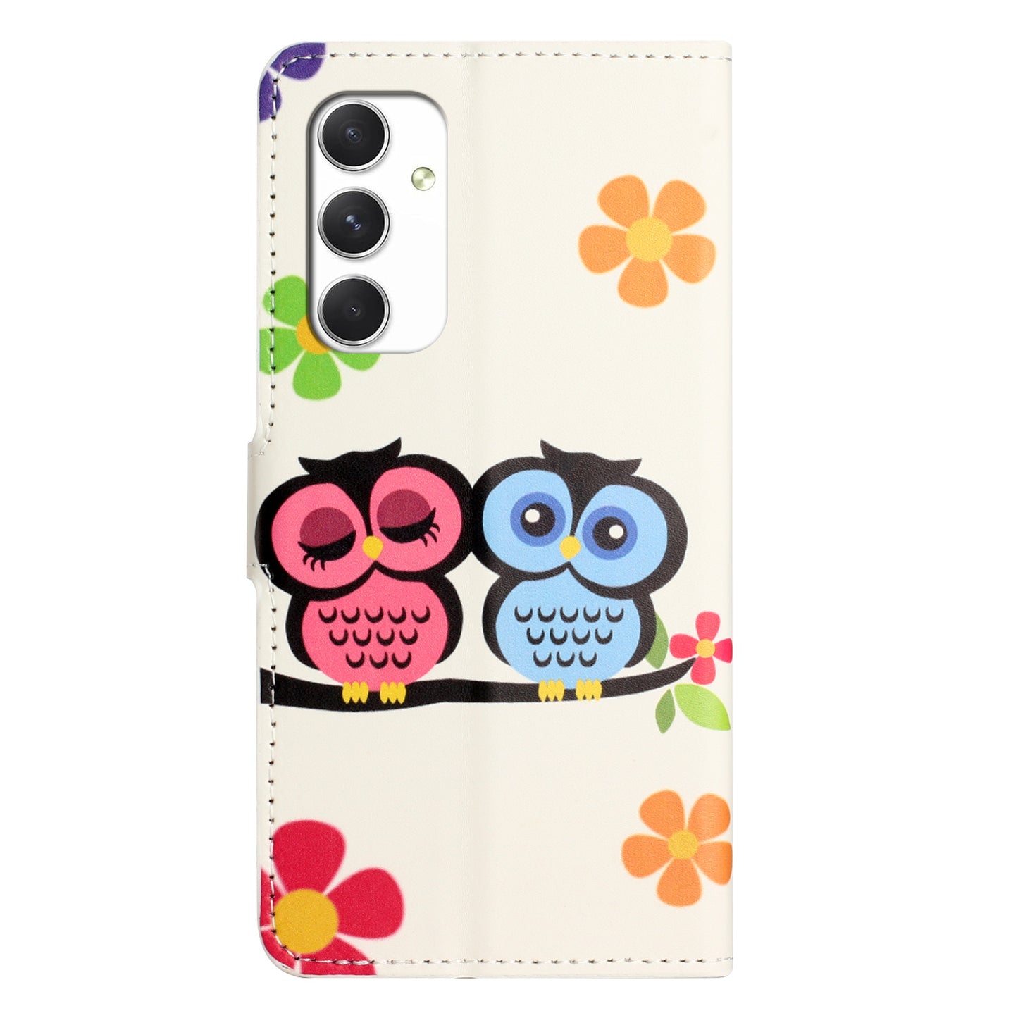 For Samsung Galaxy A16 5G / A16 4G Case Pattern Print PU Leather Wallet Phone Cover - Couple Owls