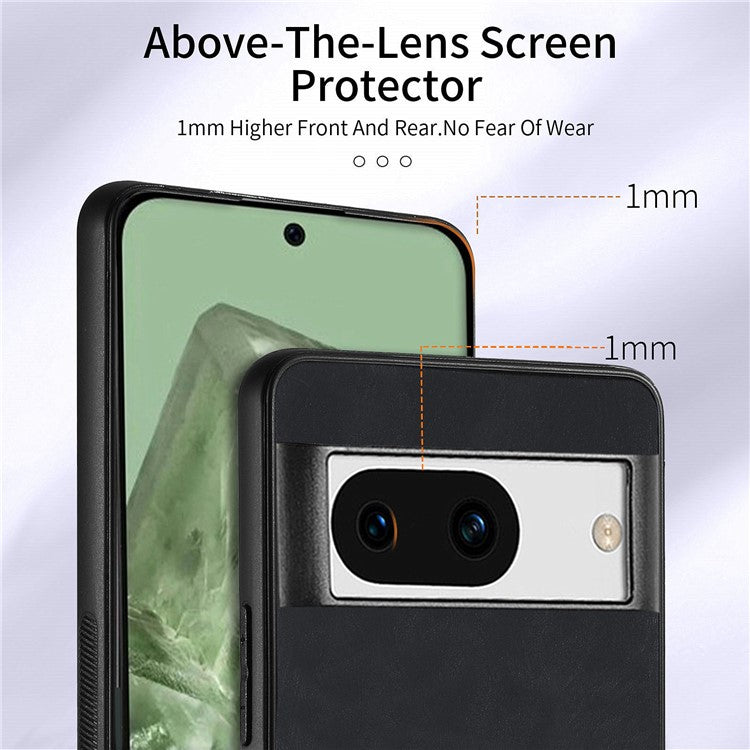 D2 for Google Pixel 8a Case Leather Coated TPU Ring Kickstand Phone Cover with Card Slots - Black