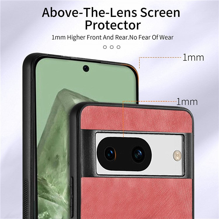 D2 for Google Pixel 8a Case Leather Coated TPU Ring Kickstand Phone Cover with Card Slots - Pink