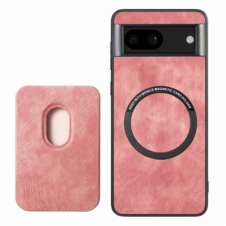 D12 For Google Pixel 8a Case Detachable Magnetic Card Bag Leather+TPU Phone Cover - Pink