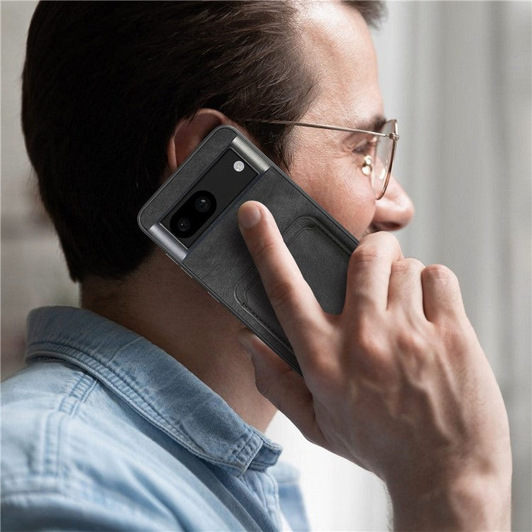D12 For Google Pixel 8a Case Detachable Magnetic Card Bag Leather+TPU Phone Cover - Black