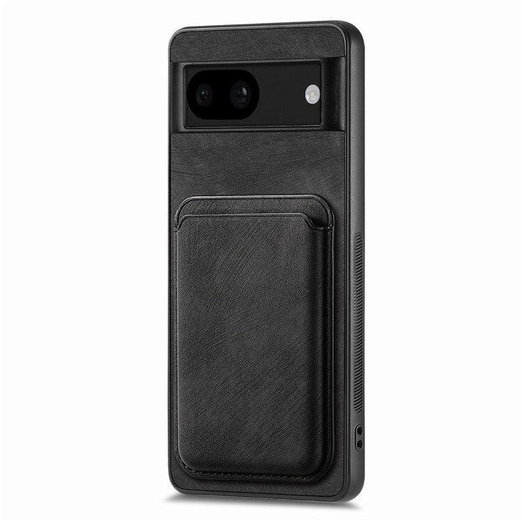 D12 For Google Pixel 8a Case Detachable Magnetic Card Bag Leather+TPU Phone Cover - Black