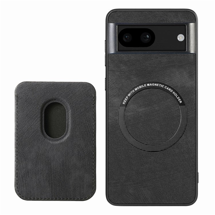 D12 For Google Pixel 8a Case Detachable Magnetic Card Bag Leather+TPU Phone Cover - Black