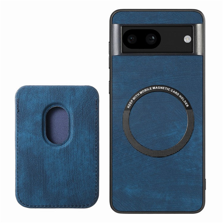 D12 For Google Pixel 8a Case Detachable Magnetic Card Bag Leather+TPU Phone Cover - Blue