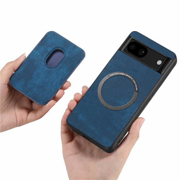 D12 For Google Pixel 8a Case Detachable Magnetic Card Bag Leather+TPU Phone Cover - Blue