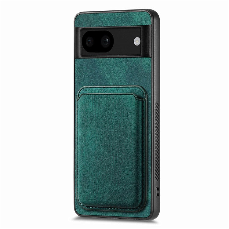 D12 For Google Pixel 8a Case Detachable Magnetic Card Bag Leather+TPU Phone Cover - Green