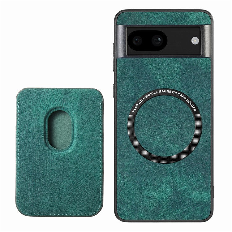 D12 For Google Pixel 8a Case Detachable Magnetic Card Bag Leather+TPU Phone Cover - Green