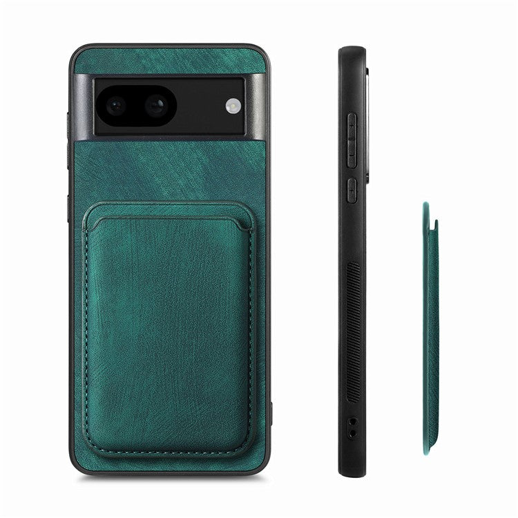 D12 For Google Pixel 8a Case Detachable Magnetic Card Bag Leather+TPU Phone Cover - Green