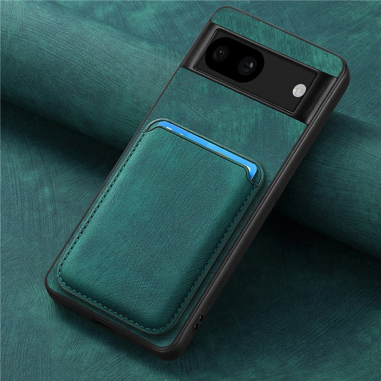 D12 For Google Pixel 8a Case Detachable Magnetic Card Bag Leather+TPU Phone Cover - Green