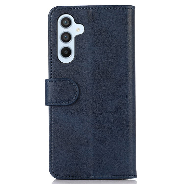 For Samsung Galaxy M35 5G Case Cowhide Texture Leather Wallet Phone Cover with Stand - Blue
