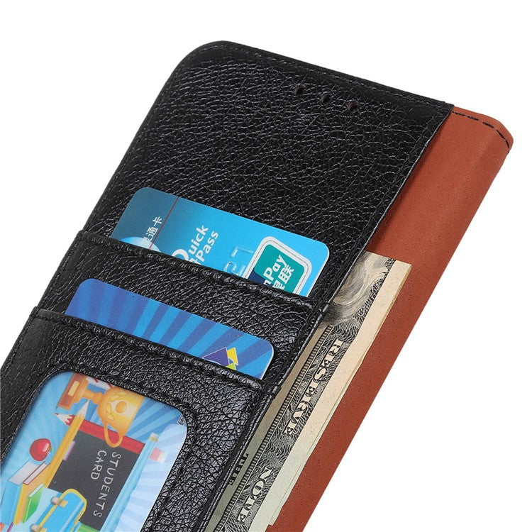 For Samsung Galaxy M35 5G Case Nappa Texture Split Leather Wallet Phone Cover - Black