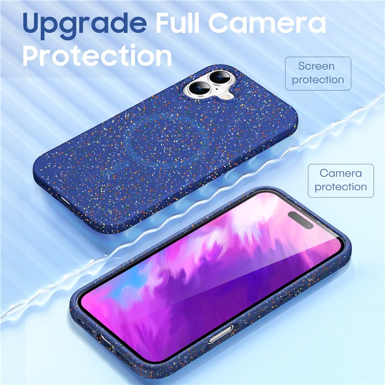 For iPhone 16 Case Compatible with MagSafe Colorful Dot Hard PC Matte Phone Cover - Blue