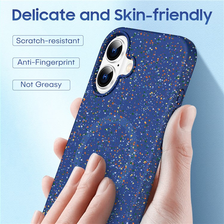 For iPhone 16 Case Compatible with MagSafe Colorful Dot Hard PC Matte Phone Cover - Blue