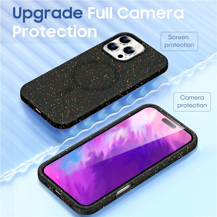 For iPhone 16 Pro Case Colorful Dot Hard PC Matte Phone Cover Compatible with MagSafe - Black