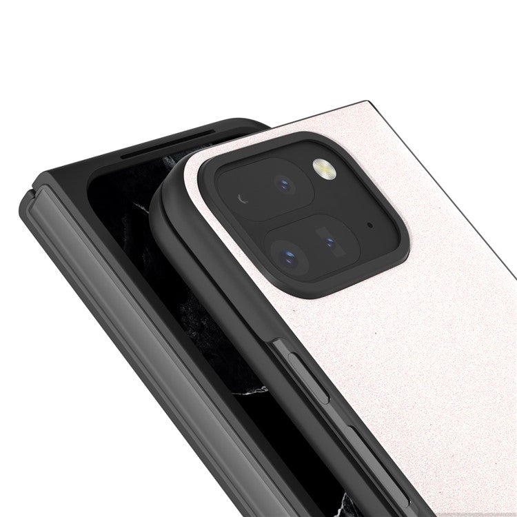 For Google Pixel 9 Pro Fold 5G Case Glitter Leather+PC Phone Cover - White