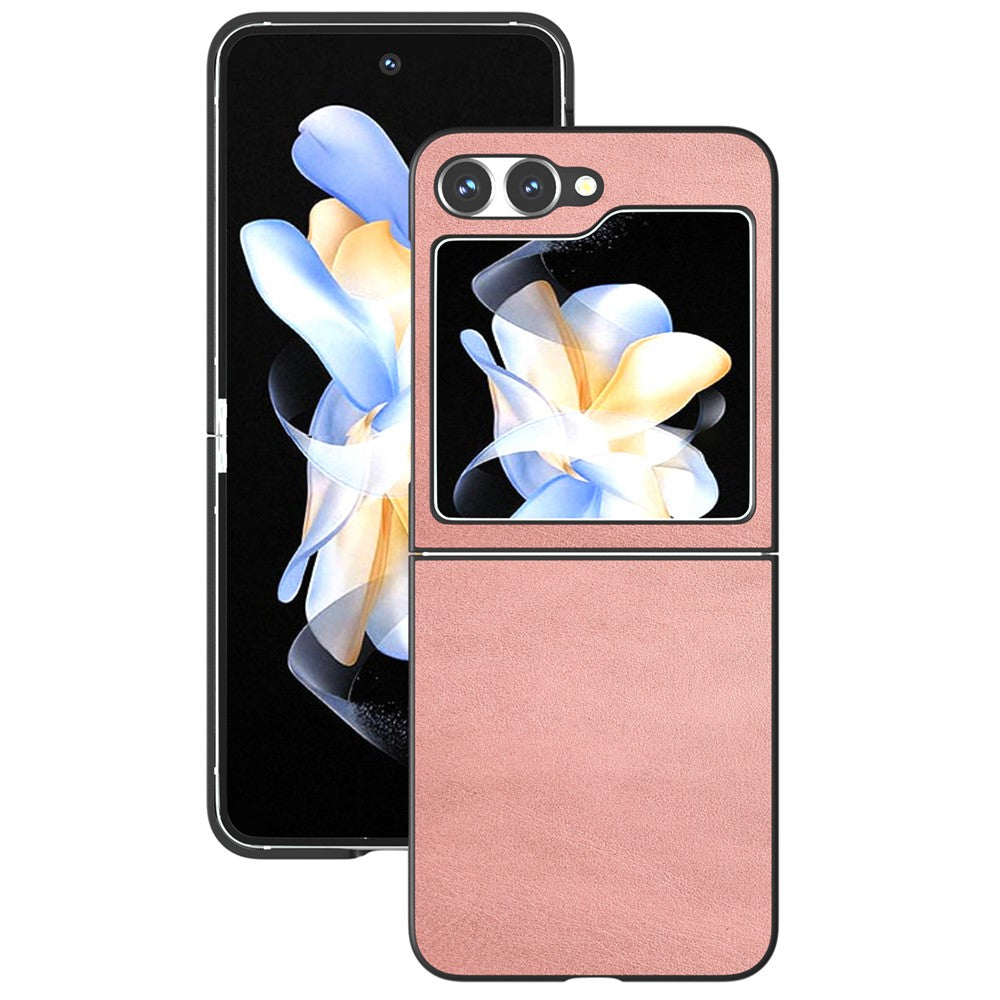 For Samsung Galaxy Z Flip7 FE 5G / Z Flip6 5G Case Cowhide Texture Hard PC+PU Leather Phone Shell - Pink