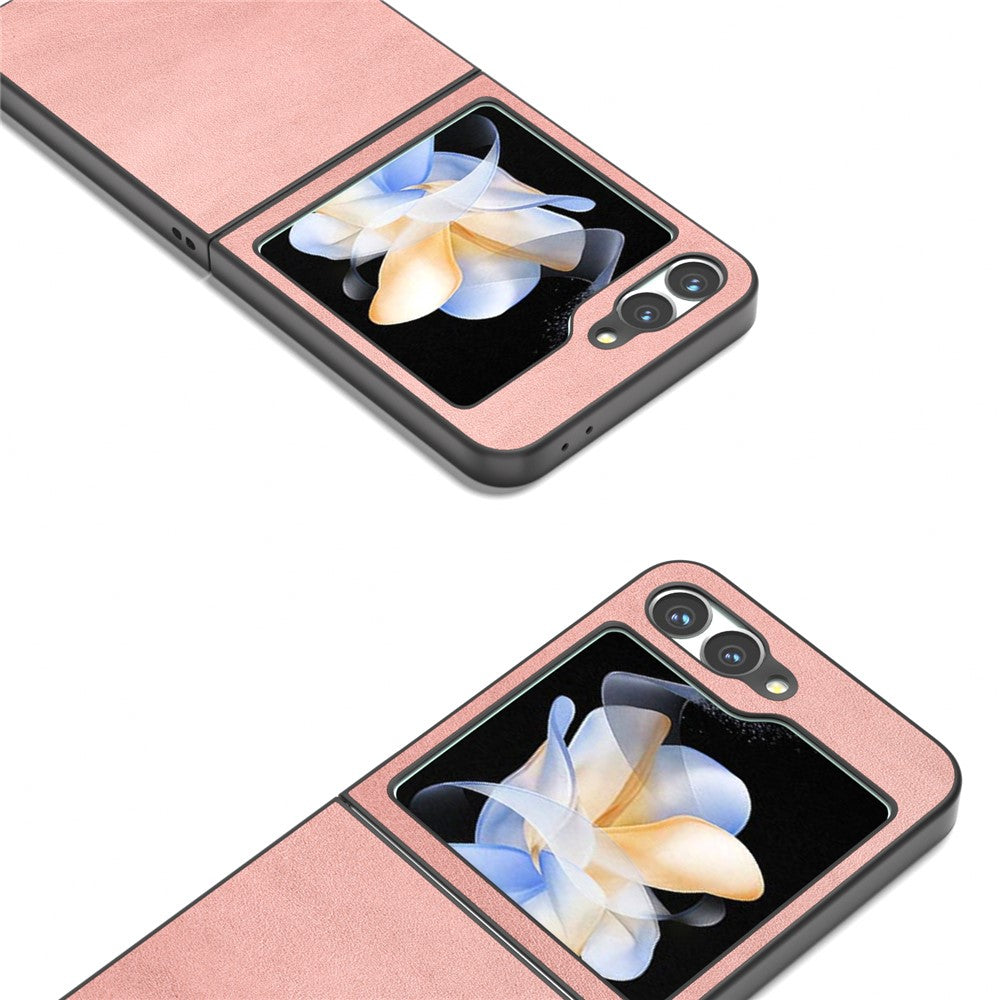 For Samsung Galaxy Z Flip7 FE 5G / Z Flip6 5G Case Cowhide Texture Hard PC+PU Leather Phone Shell - Pink