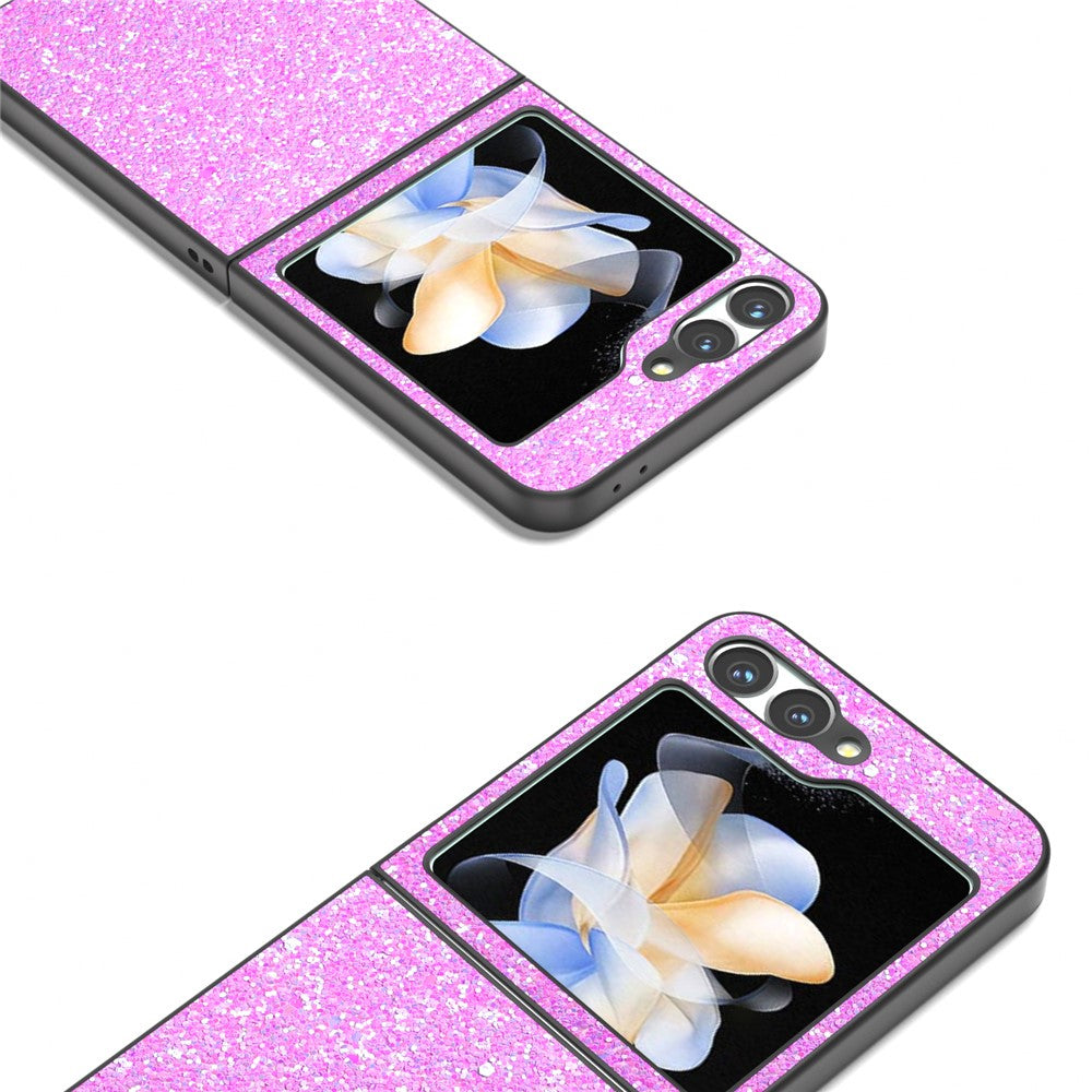 For Samsung Galaxy Z Flip7 FE 5G / Z Flip6 5G Case Colored Glitter Leather+PC Shockproof Phone Cover - Rose