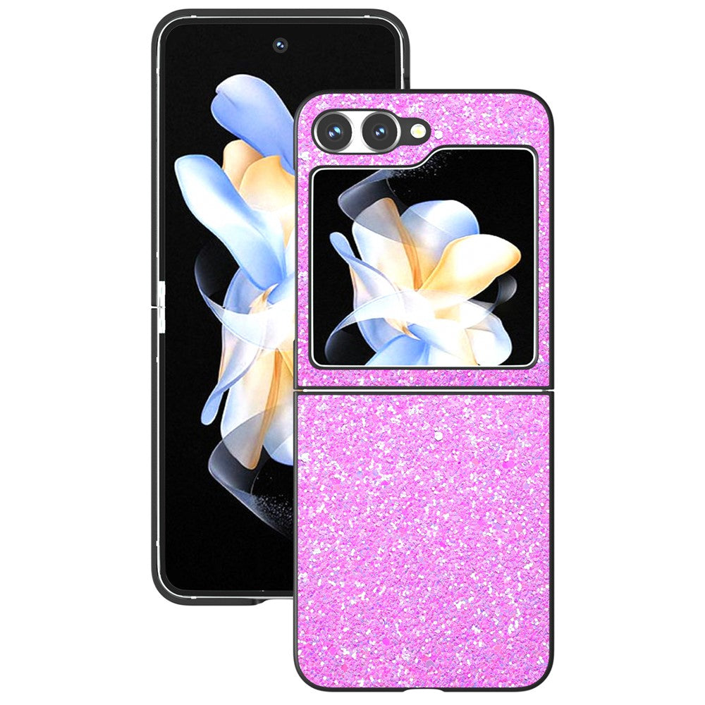 For Samsung Galaxy Z Flip7 FE 5G / Z Flip6 5G Case Colored Glitter Leather+PC Shockproof Phone Cover - Rose