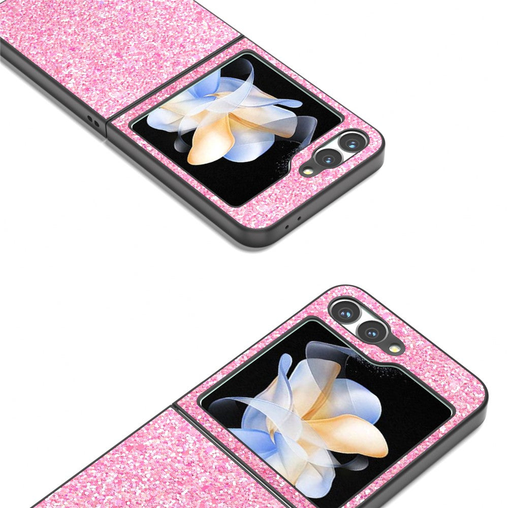 For Samsung Galaxy Z Flip7 FE 5G / Z Flip6 5G Case Colored Glitter Leather+PC Shockproof Phone Cover - Pink