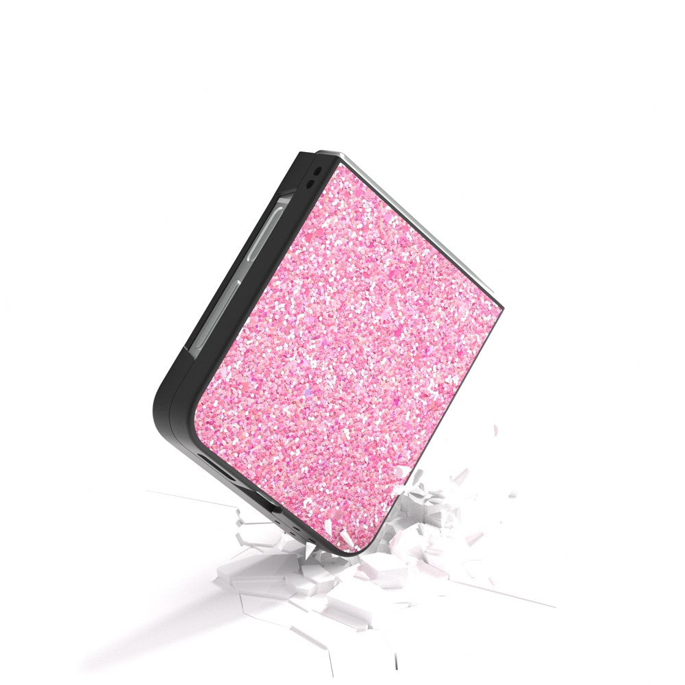 For Samsung Galaxy Z Flip7 FE 5G / Z Flip6 5G Case Colored Glitter Leather+PC Shockproof Phone Cover - Pink
