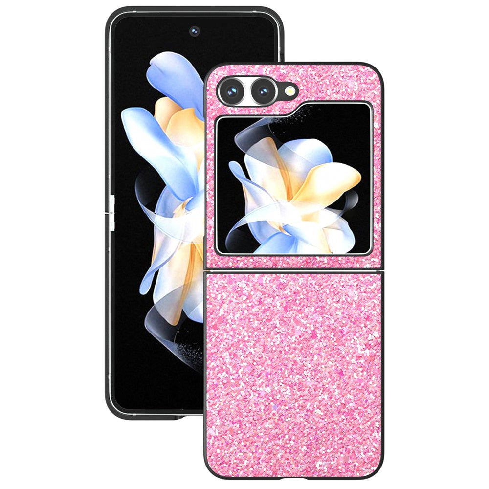 For Samsung Galaxy Z Flip7 FE 5G / Z Flip6 5G Case Colored Glitter Leather+PC Shockproof Phone Cover - Pink