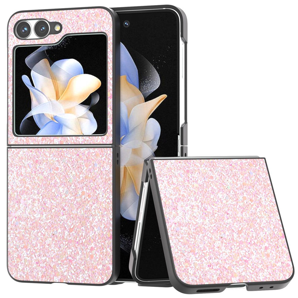 For Samsung Galaxy Z Flip7 FE 5G / Z Flip6 5G Case Colored Glitter Leather+PC Shockproof Phone Cover - Light Pink