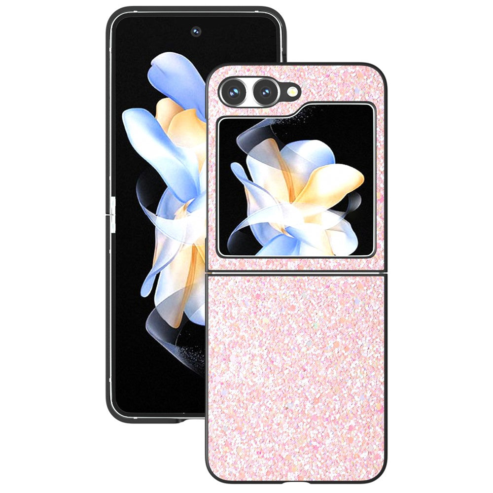 For Samsung Galaxy Z Flip7 FE 5G / Z Flip6 5G Case Colored Glitter Leather+PC Shockproof Phone Cover - Light Pink