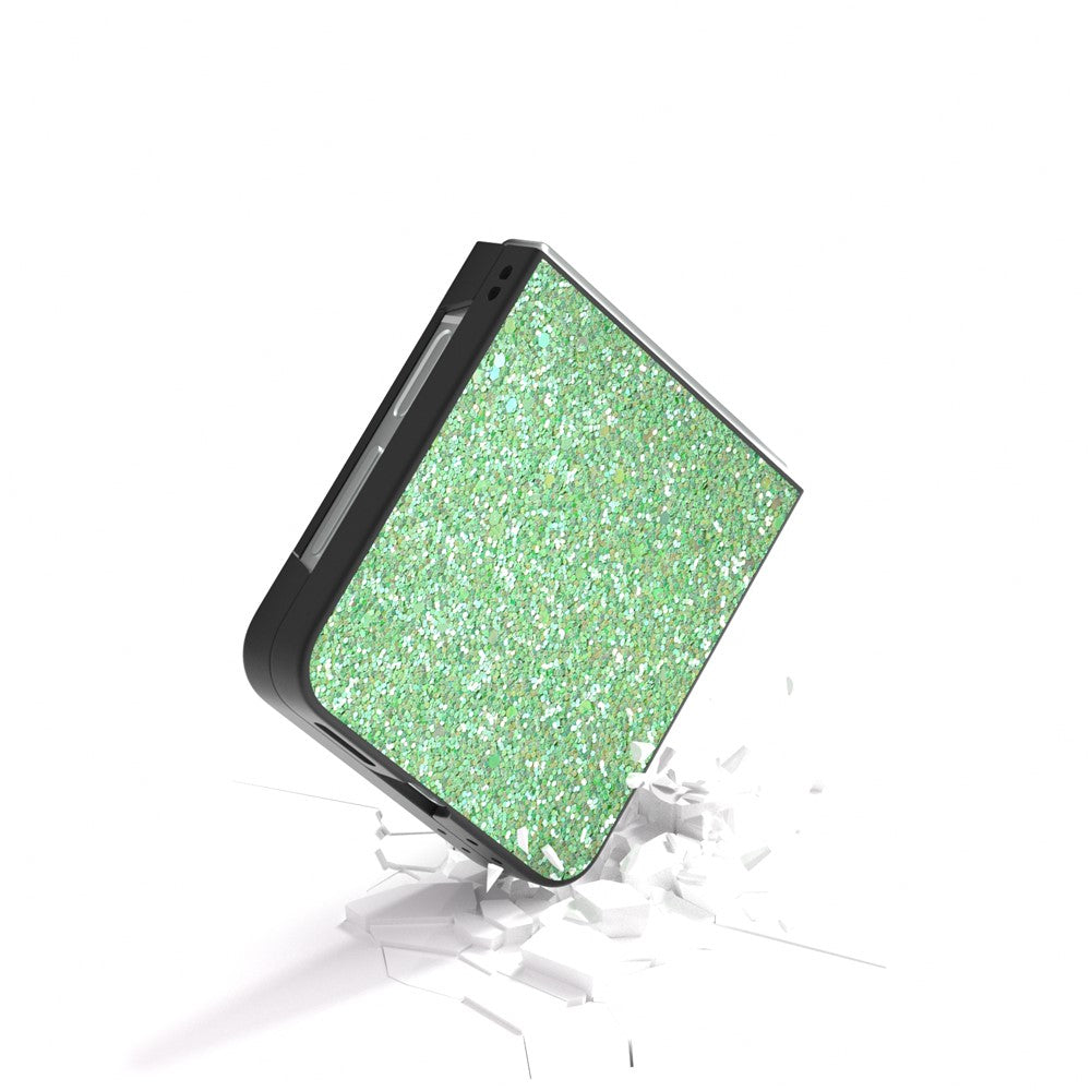 For Samsung Galaxy Z Flip7 FE 5G / Z Flip6 5G Case Colored Glitter Leather+PC Shockproof Phone Cover - Green