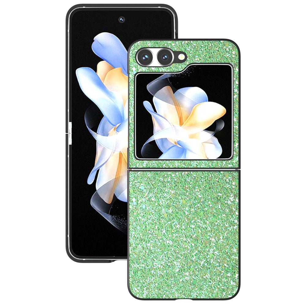 For Samsung Galaxy Z Flip7 FE 5G / Z Flip6 5G Case Colored Glitter Leather+PC Shockproof Phone Cover - Green