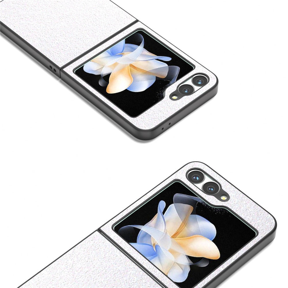 For Samsung Galaxy Z Flip7 FE 5G / Z Flip6 5G Case Colored Glitter Leather+PC Shockproof Phone Cover - White