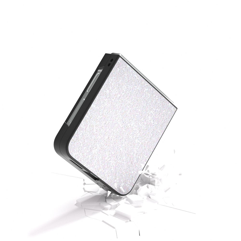 For Samsung Galaxy Z Flip7 FE 5G / Z Flip6 5G Case Colored Glitter Leather+PC Shockproof Phone Cover - White