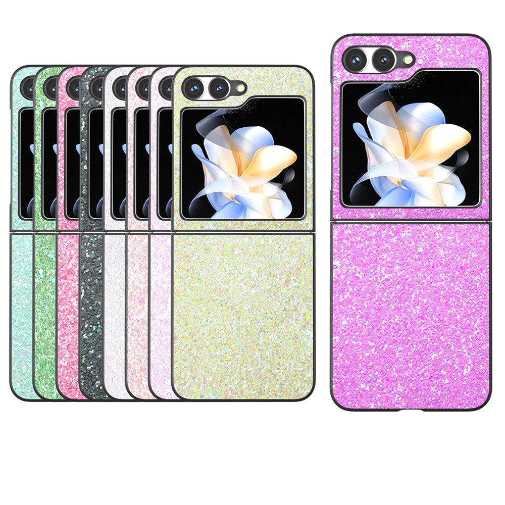 For Samsung Galaxy Z Flip7 FE 5G / Z Flip6 5G Case Colored Glitter Leather+PC Shockproof Phone Cover - White