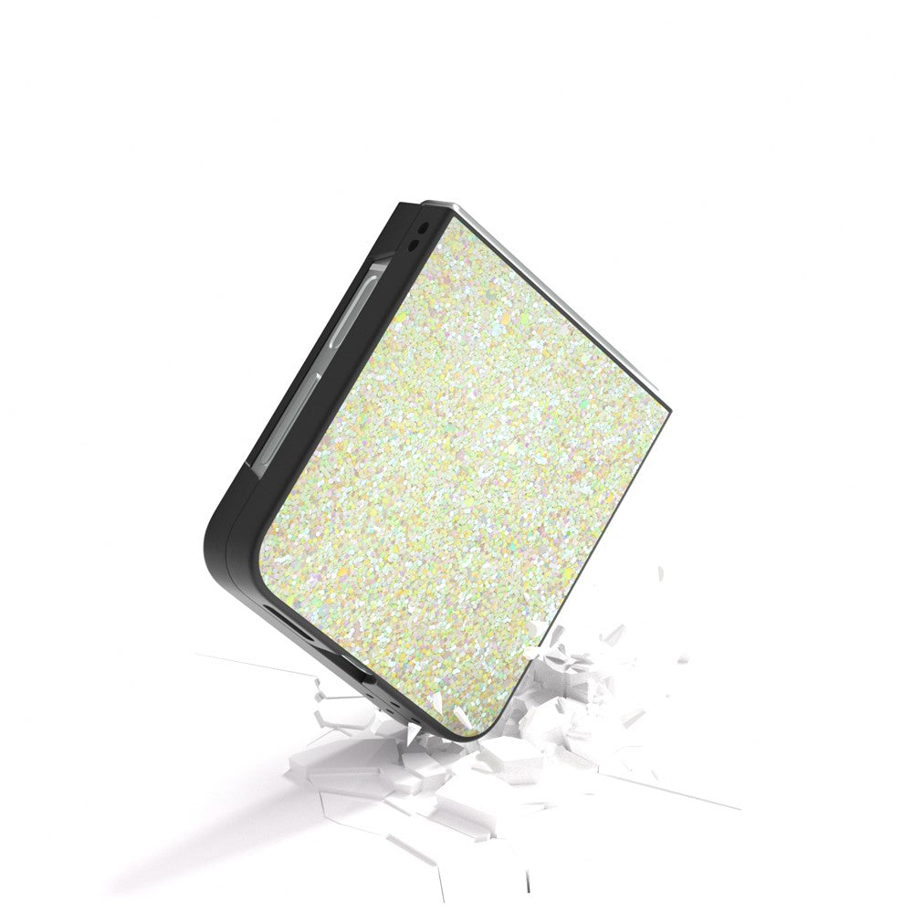 For Samsung Galaxy Z Flip7 FE 5G / Z Flip6 5G Case Colored Glitter Leather+PC Shockproof Phone Cover - Yellow