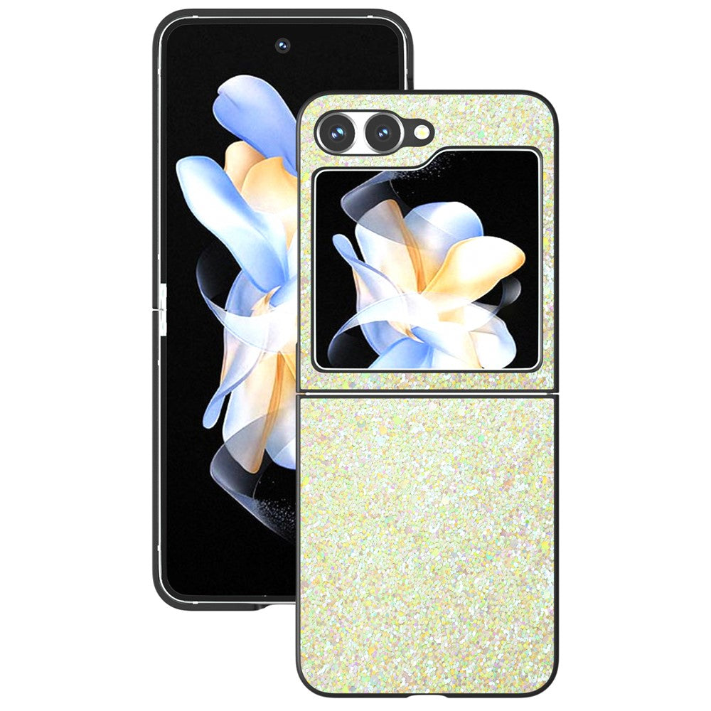 For Samsung Galaxy Z Flip7 FE 5G / Z Flip6 5G Case Colored Glitter Leather+PC Shockproof Phone Cover - Yellow