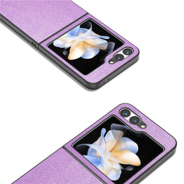 For Samsung Galaxy Z Flip6 5G Case Glitter Leather+PC Phone Cover - Purple