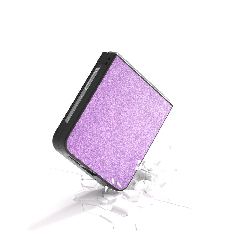 For Samsung Galaxy Z Flip6 5G Case Glitter Leather+PC Phone Cover - Purple