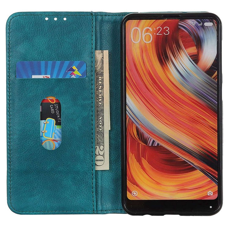 For Samsung Galaxy M35 5G Stand Case Split Leather Litchi Texture Wallet Phone Cover - Green