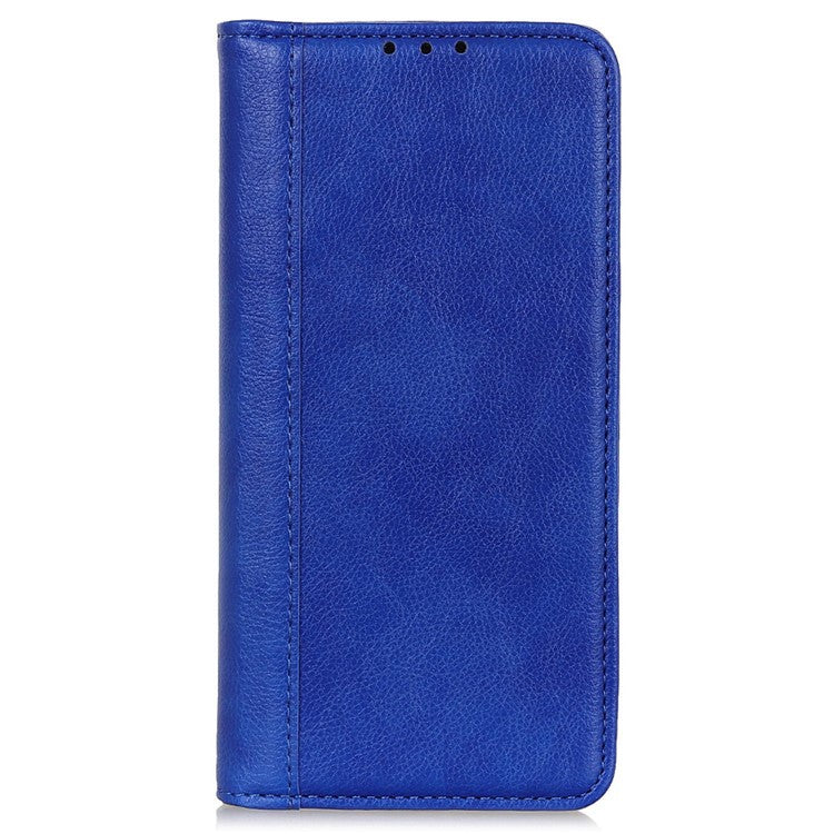 For Samsung Galaxy M35 5G Stand Case Split Leather Litchi Texture Wallet Phone Cover - Blue