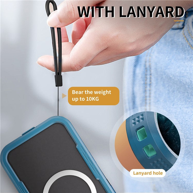 REDPEPPER For iPhone 16 Plus Case Compatible with MagSafe IP68 Waterproof Clear Phone Cover - Cyan+Lake Blue