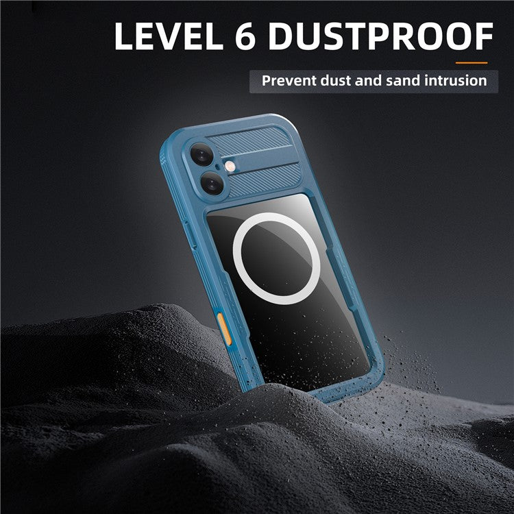 REDPEPPER For iPhone 16 Plus Case Compatible with MagSafe IP68 Waterproof Clear Phone Cover - Cyan+Lake Blue