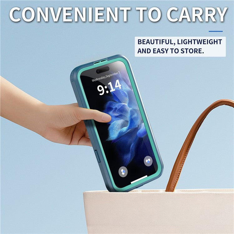 REDPEPPER For iPhone 16 Plus Case Compatible with MagSafe IP68 Waterproof Clear Phone Cover - Cyan+Lake Blue