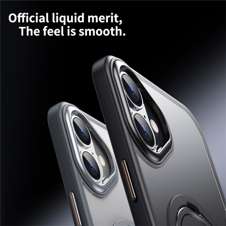 For iPhone 16 Phone Case Kickstand Matte Back Cover Compatible with MagSafe - Black