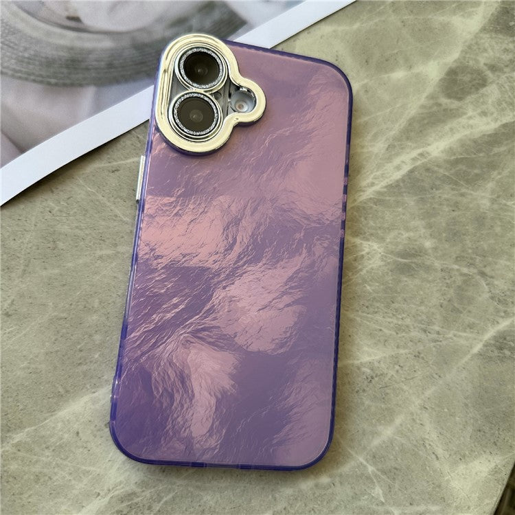 For iPhone 16 Plus Case Tinfoil Texture TPU+PC Anti-Drop Phone Cover - Purple