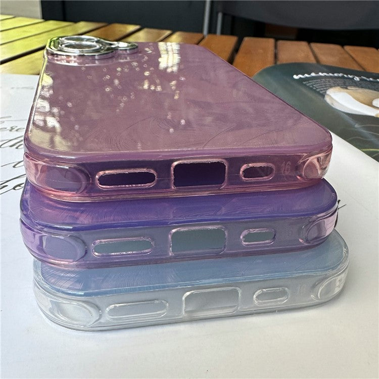 For iPhone 16 Plus Case Tinfoil Texture TPU+PC Anti-Drop Phone Cover - Purple