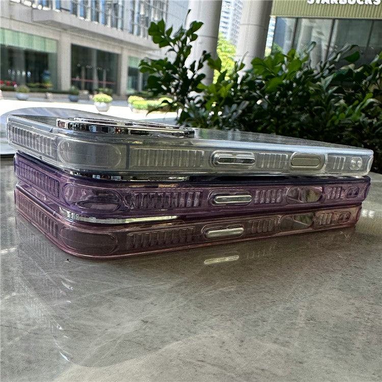 For iPhone 16 Case Anti-Drop TPU+PC Phone Cover Tinfoil Texture - Purple